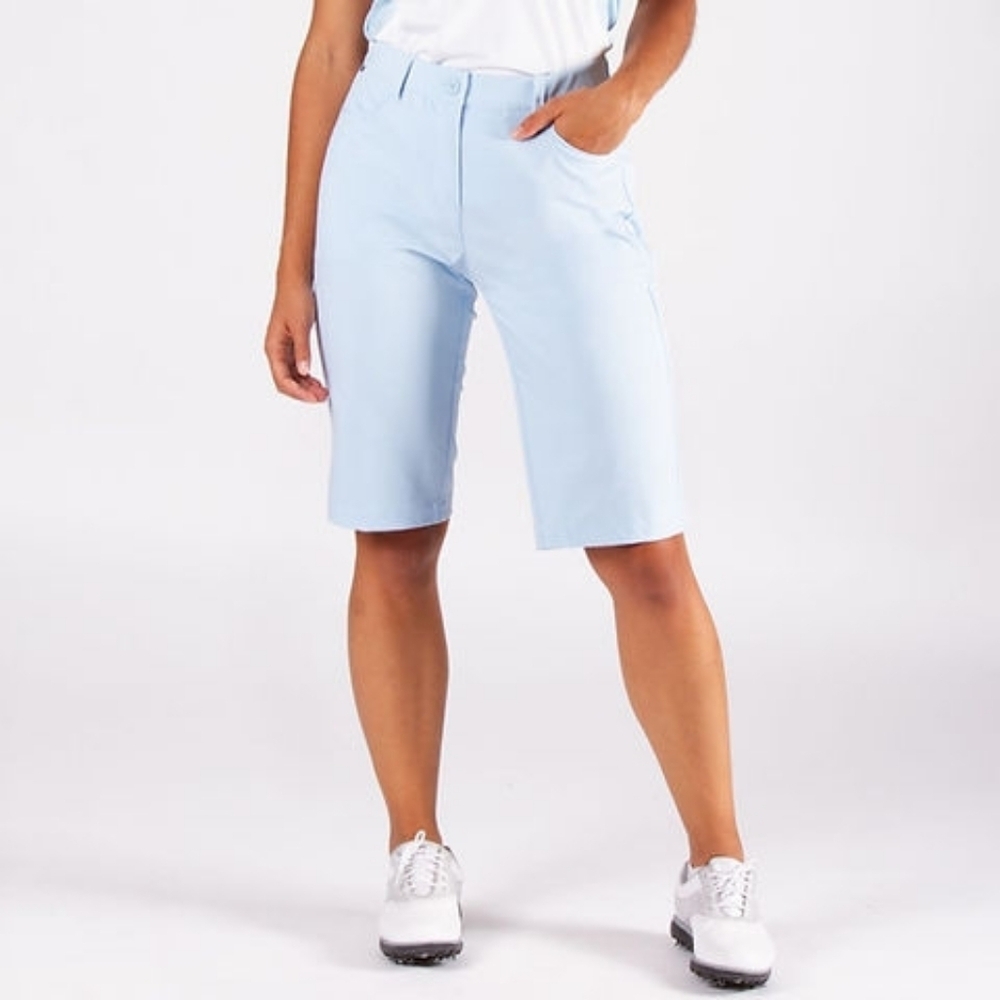 Nivo by Lanctot Golf Shorts Womens 10 Light Blue Stretch Bermuda Pockets